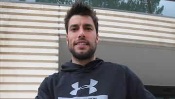 Jon Ander, tras un entrenamiento del Racing de Santander.