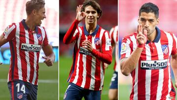 El tridente atlético: Marcos Llorente, João Félix y Luis Suárez.