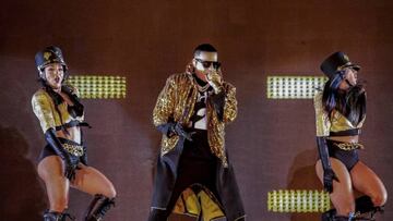 Puerto Rican rapper Daddy Yankee performs during the 'La Ultima Vuelta World Tour' show, at the National Stadium in Santiago, on September 27, 2022. (Photo by Claudio ESCALONA / AFP) (Photo by CLAUDIO ESCALONA/AFP via Getty Images)