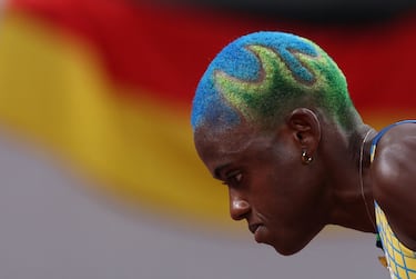 Shafiqua Maloney, de San Vicente, durante las eliminatorias de 800 metros. 