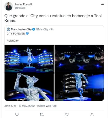 memes graciosos sobre la estatua de Agüero y su parecido con Toni Kroos