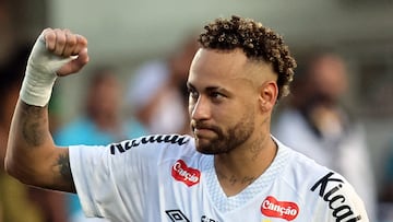 Soccer Football - Brasileiro Championship - Santos v Cruzeiro - Estadio Urbano Caldeira, Santos, Brazil - December 7, 2025
Santos' Neymar celebrates after the match REUTERS/Thiago Bernardes TPX IMAGES OF THE DAY