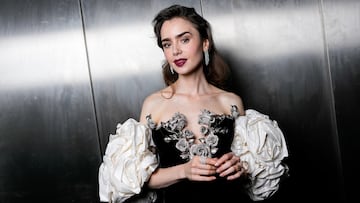 LONDON, ENGLAND - FEBRUARY 18: Lily Collins poses backstage during the EE BAFTA Film Awards 2024 at The Royal Festival Hall on February 18, 2024 in London, England. (Photo by Scott Garfitt/BAFTA via Getty Images)