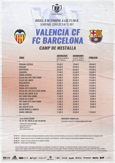 El Valencia baja las entradas para la vuelta contra el Barça