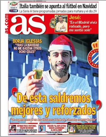 Borja Iglesias protagoniza la portada de AS este 25 de diciembre.