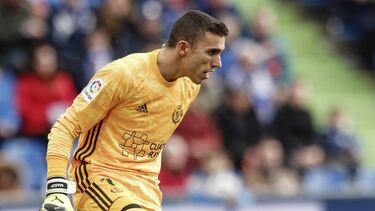 Jordi Masip (Real Valladolid) in action during the match La Liga match between Getafe CF vs Real Valladolid at the Coliseum Alfonso Perez stadium in Madrid, Spain, December 15, 2019 .