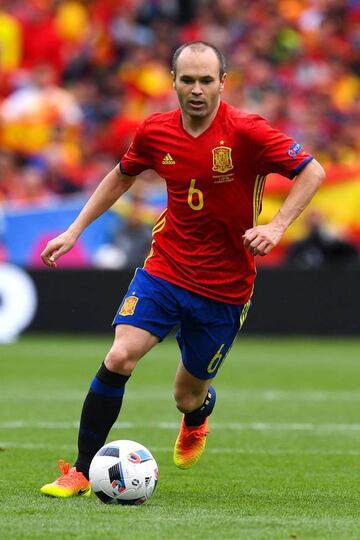 Andres Iniesta of Spain runs with the ball during the UEFA EURO 2016