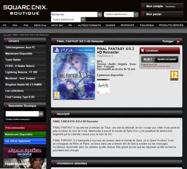 Final Fantasy X/X-2 HD de PS4 listado por Square Enix