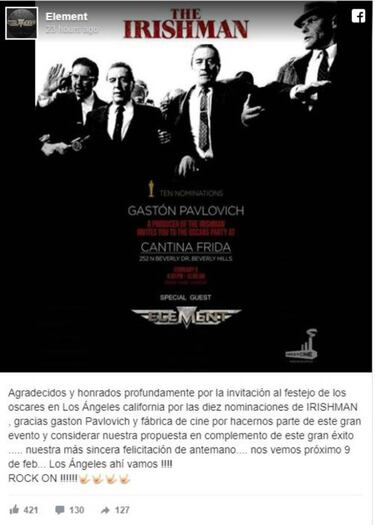 Element, grupo mexicano estará en la fiesta previa del Óscar 2020