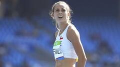 2016 Rio Olympics - Athletics - Preliminary - Women&#039;s 200m Round 1 - Olympic Stadium - Rio de Janeiro, Brazil - 15/08/2016. Isidora Jimenez (CHI) of Chile reacts REUTERS/Lucy Nicholson  FOR EDITORIAL USE ONLY. NOT FOR SALE FOR MARKETING OR ADVERTISING CAMPAIGNS.  