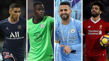 Achraf, Mendy, Mahrez y Salah.