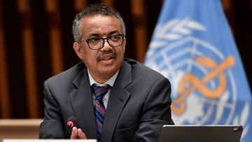 FILE PHOTO: World Health Organization (WHO) Director-General Tedros Adhanom Ghebreyesus attends a news conference organized by Geneva Association of United Nations Correspondents (ACANU) amid the COVID-19 outbreak, at the WHO headquarters in Geneva Switzerland July 3, 2020. Fabrice Coffrini/Pool via REUTERS/File Photo
