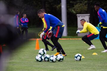 Iván Mauricio Arboleda,Eder Chaux, Aldair Quintana y Diego Novoa entrenan en la sede de la FCF bajo las dirección de Carlos Queiroz.