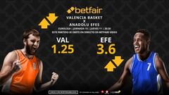 Valencia Basket vs. Anadolu Efes: horario, dónde ver, pronósticos y clasificación
