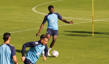 Moussa en un entrenamiento con el Mlaga.
