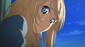 Protagonista del anime llorando.