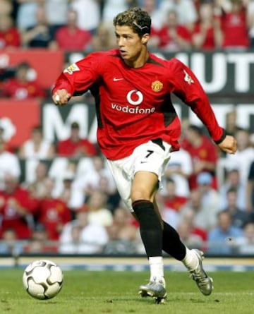 Cristiano Ronaldo, con el Manchester United en agosto de 2003 contra el Bolton Wanderers.