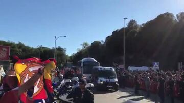 Así fue la llegada del autobús del Real Madrid a Montilivi