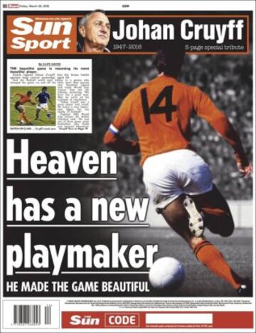 Todos los medios deportivos se acuerdan de Johan Cruyff