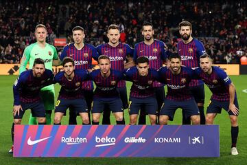 El once inicial del FC Barcelona.