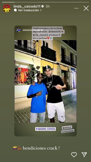 Linda Caicedo y Sebastián Villa en Madrid