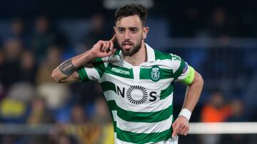 Bruno Fernandes, con el Sporting de Portugal en el partido vuelta de dieciseisavos de final de la Europa League 2018-2019 contra el Villarreal.