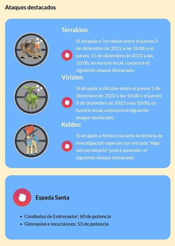 Terrakion, Virizion y Keldeo tendr&aacute;n Espada Santa si los capturamos en el evento Filo M&iacute;stico