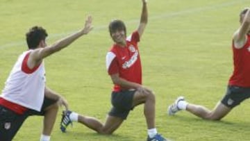 Óliver durante un entrenamiento del Atlético.