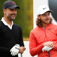 Guardiola anima a Tommy Fleetwood antes de la Ryder