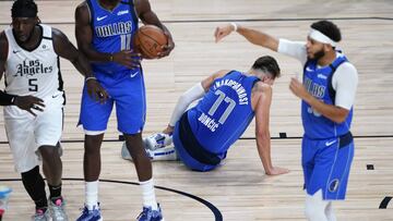 Luka Doncic, tras su lesión en el partido entre Dallas Mavericks y Los Angeles Clippers.