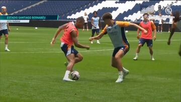 Mbappé dazzles in first Bernabeu training with stunning goal following Modric’s incredible assist