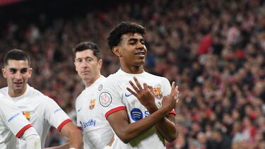 Lamine Yamal celebra su gol ante el Athletic.