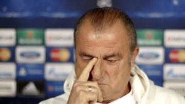 Fatih Terim, durante su rueda de prensa en el Bernabéu.