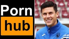 Im&aacute;genes del logo de Pornhub y del futbolista italiano Matteo Pessina.