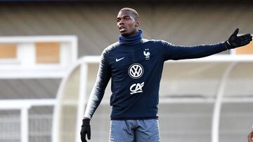 El centrocampista del Manchester United, Paul Pogba, durante un entrenamiento de Francia.