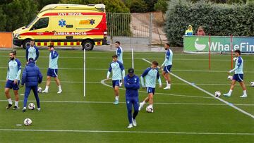 Simeone, en una sesi¨®n del Atl¨¦tico.