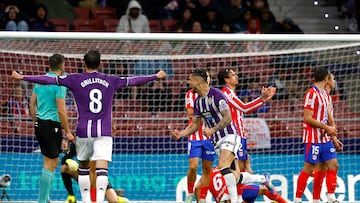 Soccer Football - LaLiga - Atletico Madrid v Real Valladolid - Metropolitano, Madrid, Spain - April 14, 2025 Real Valladolid's Javi Sanchez celebrates scoring their second goal REUTERS/Susana Vera