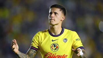 Brian Rodriguez celebrate this goal 2-0 of America during the 13th round match between America and Tigres UANL as part of the Liga BBVA MX, Torneo Clausura 2025 at Ciudad de los Deportes Stadium, on March 29, 2025 in Mexico City, Mexico.