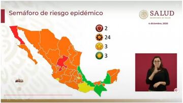 Mapa del sem&aacute;foro epidemiol&oacute;gico en M&eacute;xico del 7 al 13 de noviembre