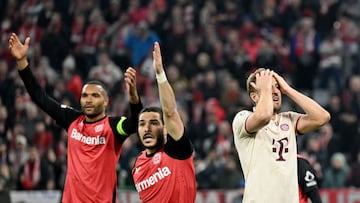 Emiliano Buendia, Jonathan Tah y Harry Kane.