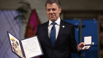 Juan Manuel Santos, presidente de Colombia recibe el Nobel de la Paz en Oslo, Noruega