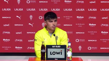 14-05-25. PABLO GARCÍA, JUGADOR DEL SPORTING, EN RUEDA DE PRENSA EN MAREO.