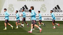 Los jugadores del Real Madrid, durante el &uacute;ltimo entrenamiento antes de enfrentarse al C&aacute;diz.