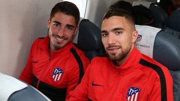 Darío Poveda, junto a Toni Moya durante un viaje con el primer equipo del Atlético.