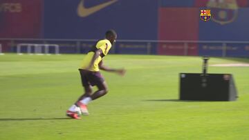 Las imágenes de la primera práctica de Dembélé tras su lesión