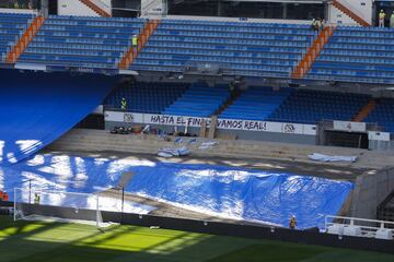 Así se encuentra el Santiago Bernabéu a dos días de su estreno. El club blanco jugará el 12 de septiembre frente al Celta de Vigo.