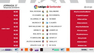 Oficial: horarios unificados para las dos últimas jornadas de Liga