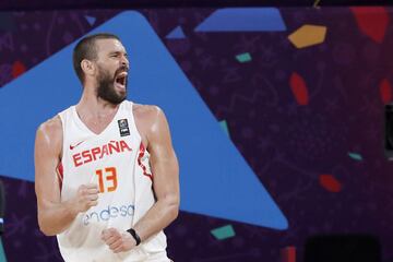 El p赤vot de la selecci車n espa?ola de baloncesto Marc Gasol durante el partido ante Rusia por el tercer y cuarto puesto del Eurobasket 2017.