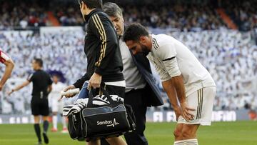 Carvajal terminó tocado el derbi.
