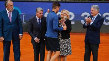 Manuela Carmena, durante la entrega de premios del Mutua Madrid Open.